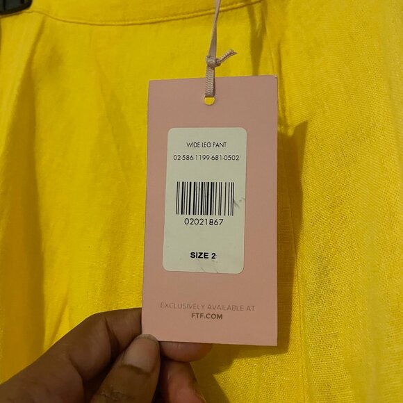 GarnerStyle × FTF Yellow Linen Wide-Leg Pants | Plus Size 2X | NWT - Picture 5 of 7